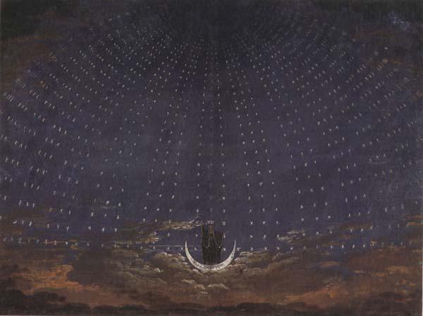 Karl friedrich schinkel Set Design for The Magic Flute:Starry Sky for the Queen of the Night (mk45) oil painting picture